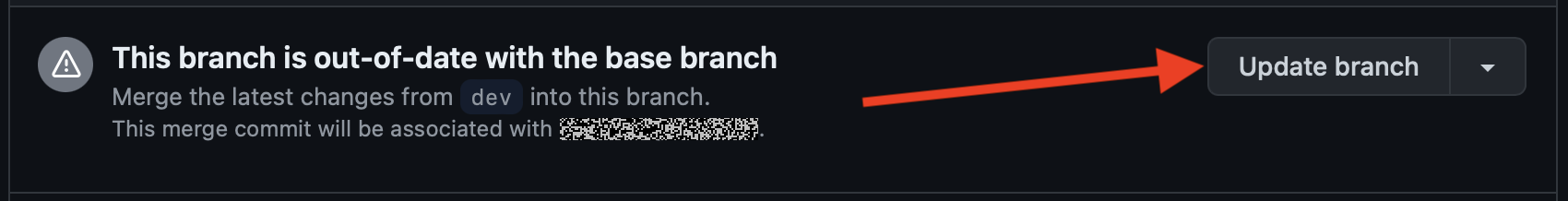 The "Update branch" button in GitHub
